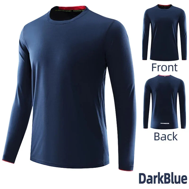 Men Running Sport Shirts Long Sleeve Plus Size