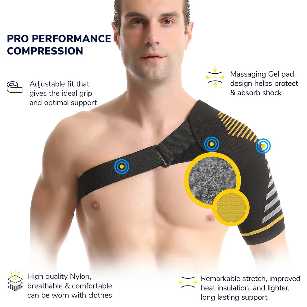 Adjustable Recovery Shoulder Brace for Men Women with Stability Support Sleeve Wrap for Relief from Shoulder Injuries