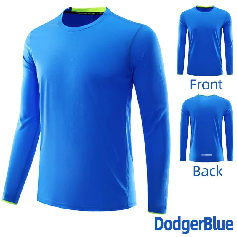 Men Running Sport Shirts Long Sleeve Plus Size