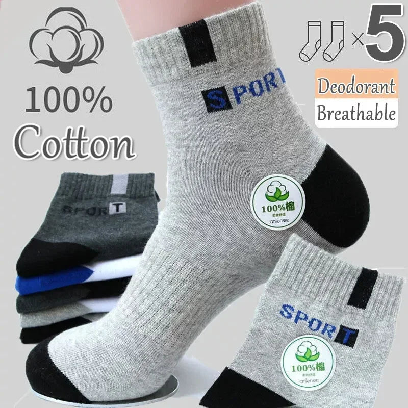 5pairs Men Cotton Mid-tube Socks