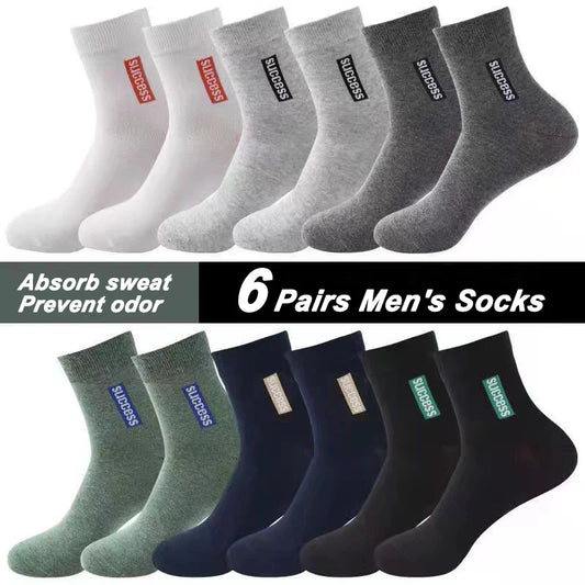 6 Pairs Men's Anti-odor Sweat-absorbing Sports Socks