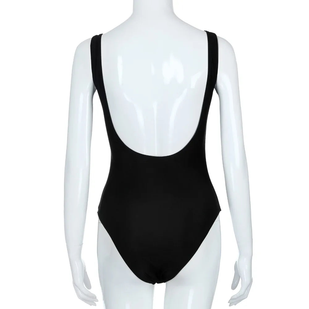 Sexy One Piece Solid Swimsuit for Women with Criss Cross Back