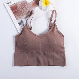 Women's Backless Sports Bra Seamless Adjustable Shoulder Strap Inner Padded