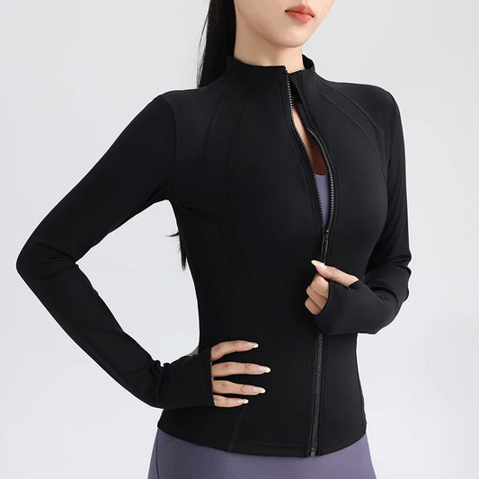 Gym Jacket Stretch Fit Long Sleeve with Thumb Holes