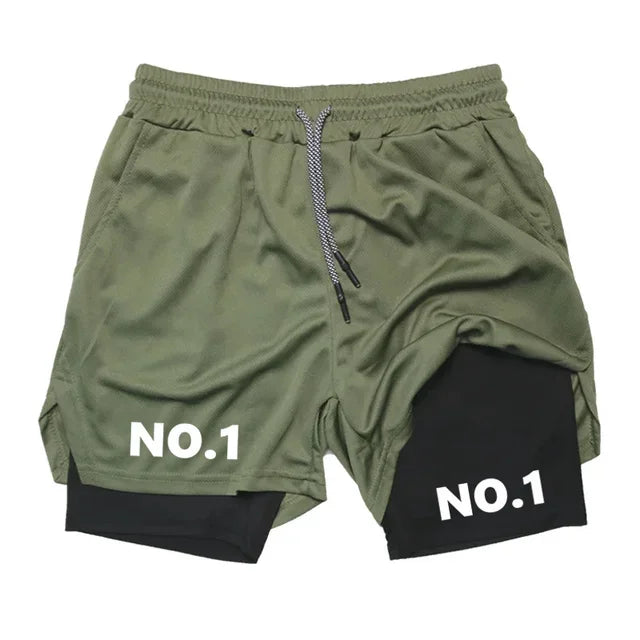 Men's 2-in-1 Compression Running Shorts 2025 Quick Dry Workout Joggers with Phone Pocket Luxury Active Bottoms Unisex Knitwear