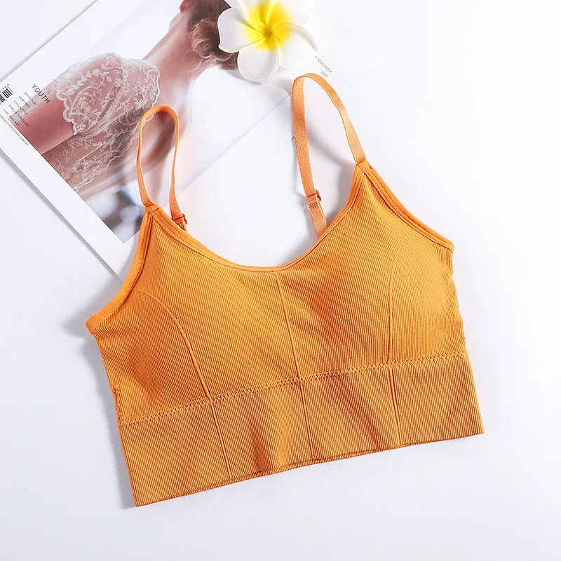 Women's Backless Sports Bra Seamless Adjustable Shoulder Strap Inner Padded