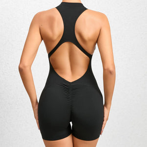 Women's Summer Short Sleeveless Yoga Wear One-piece Bodysuit Breathable Quick Dry
