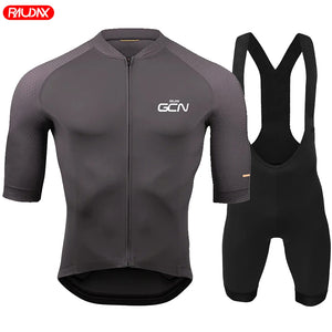 Men's Short Sleeve Cycling Jersey Set Raudax GCN Summer Triathlon Uniform