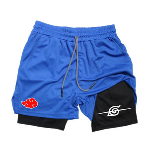 Double Layer Men's Anime Shorts for Gym Workout Quick-Drying