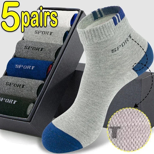 5pairs Men Cotton Mid-tube Socks