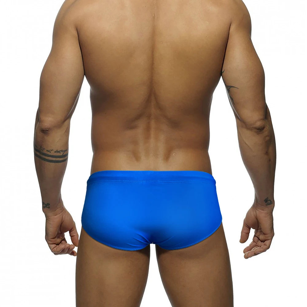 Men's Sexy Rainbow Striped Swimwear Quick Dry Low Waist Swimming Briefs Breathable Swimsuit