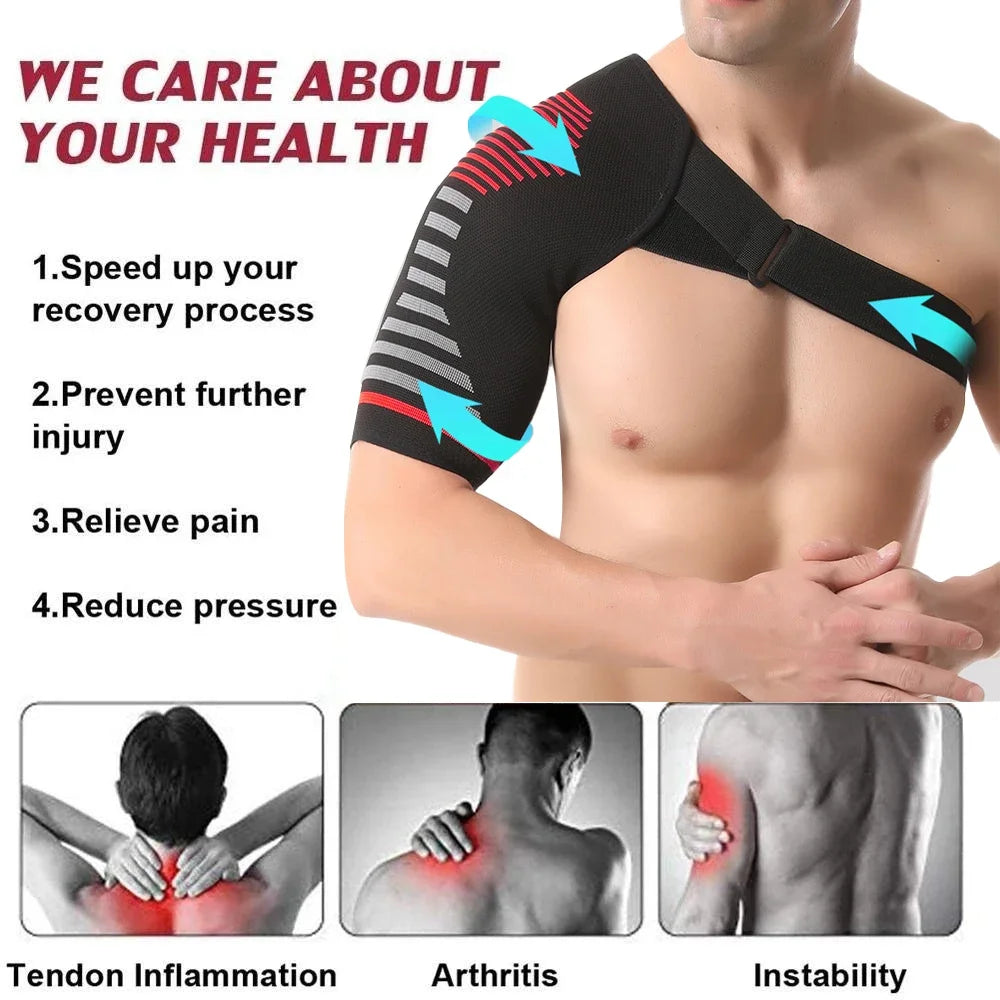 Adjustable Recovery Shoulder Brace for Men Women with Stability Support Sleeve Wrap for Relief from Shoulder Injuries