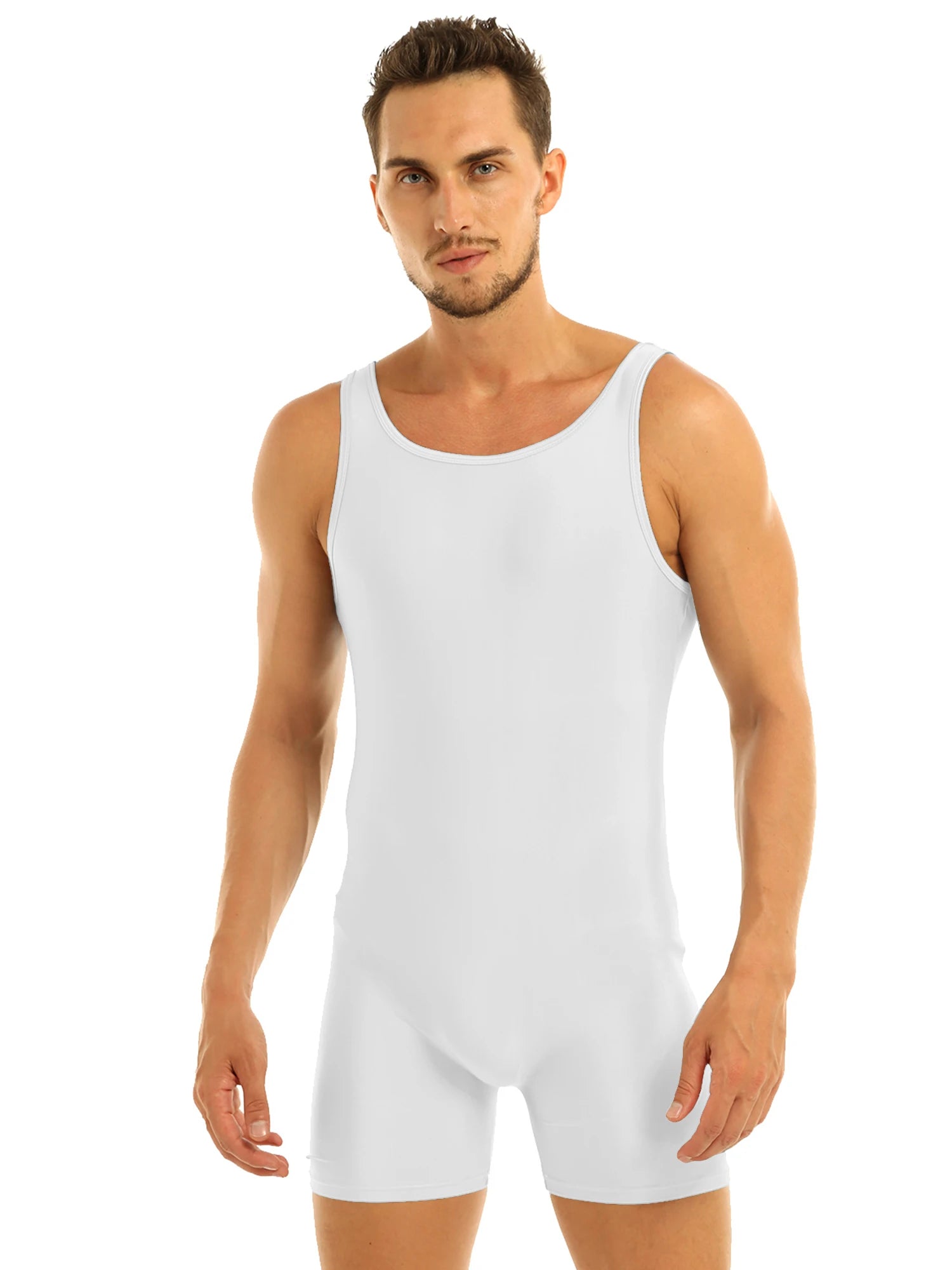 Stretchy Sleeveless Bodysuit for Men Gymnastics Wrestling