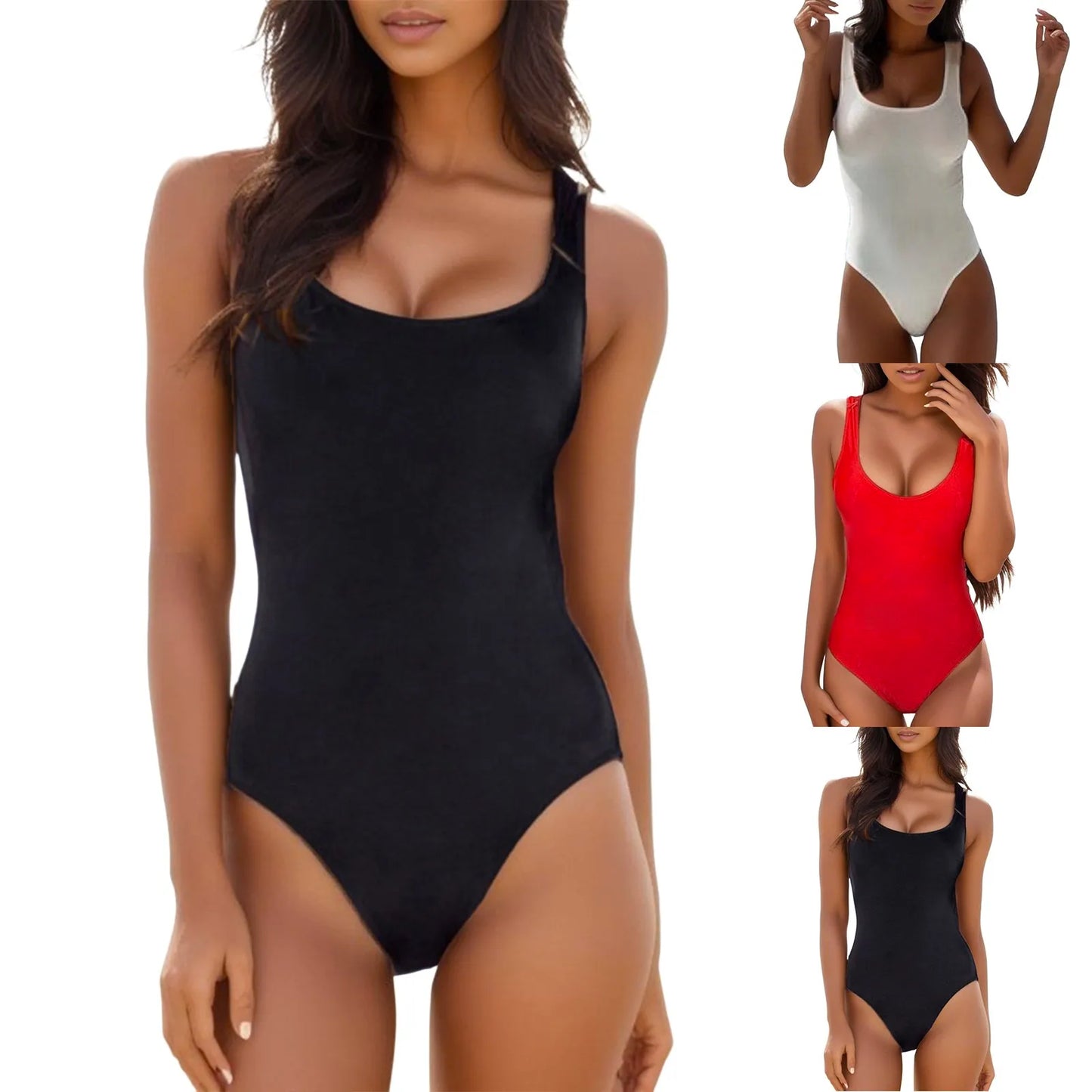 Sexy One Piece Solid Swimsuit for Women with Criss Cross Back