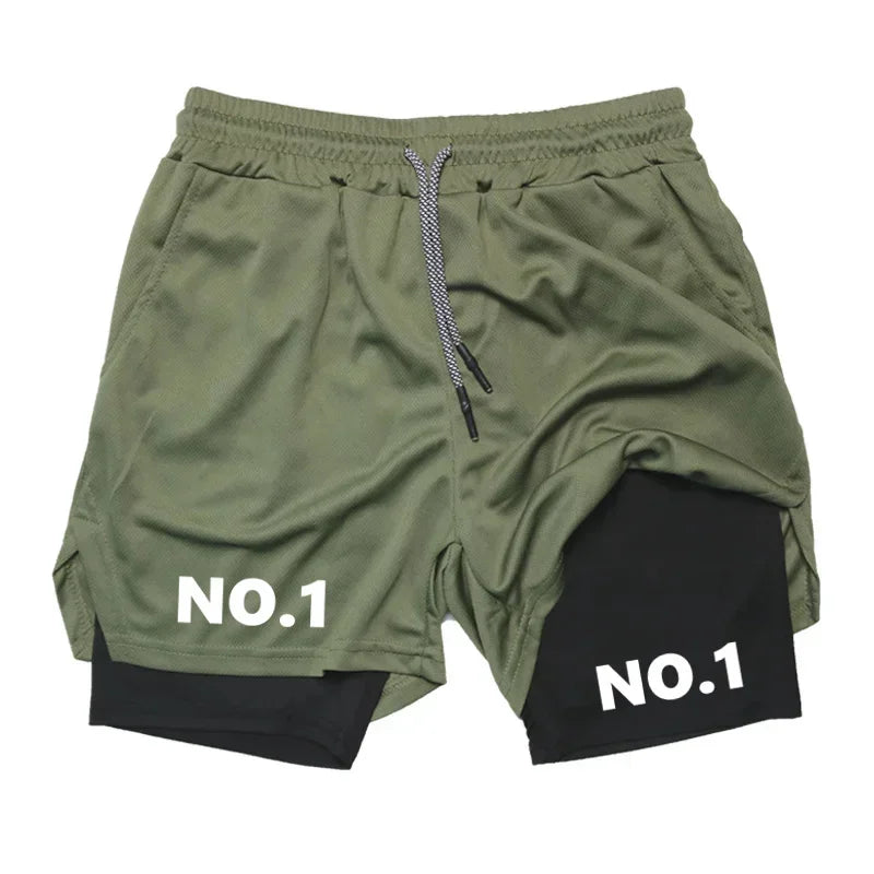 Men's 2-in-1 Compression Running Shorts 2025 Quick Dry Workout Joggers with Phone Pocket Luxury Active Bottoms Unisex Knitwear