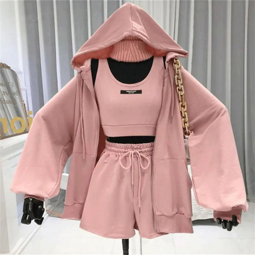 Women's Activewear Set Hoodie Sweatshirt Shorts and Suit