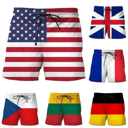 2024 Flag Beach Shorts Men's 3D Printed