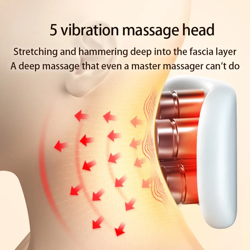 Portable Smart Neck Massage Instrument Cervical Vertebra Health Care with Heating Compress Vibrator for Shoulder Relaxation