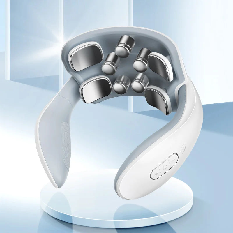 Portable Smart Neck Massage Instrument Cervical Vertebra Health Care with Heating Compress Vibrator for Shoulder Relaxation