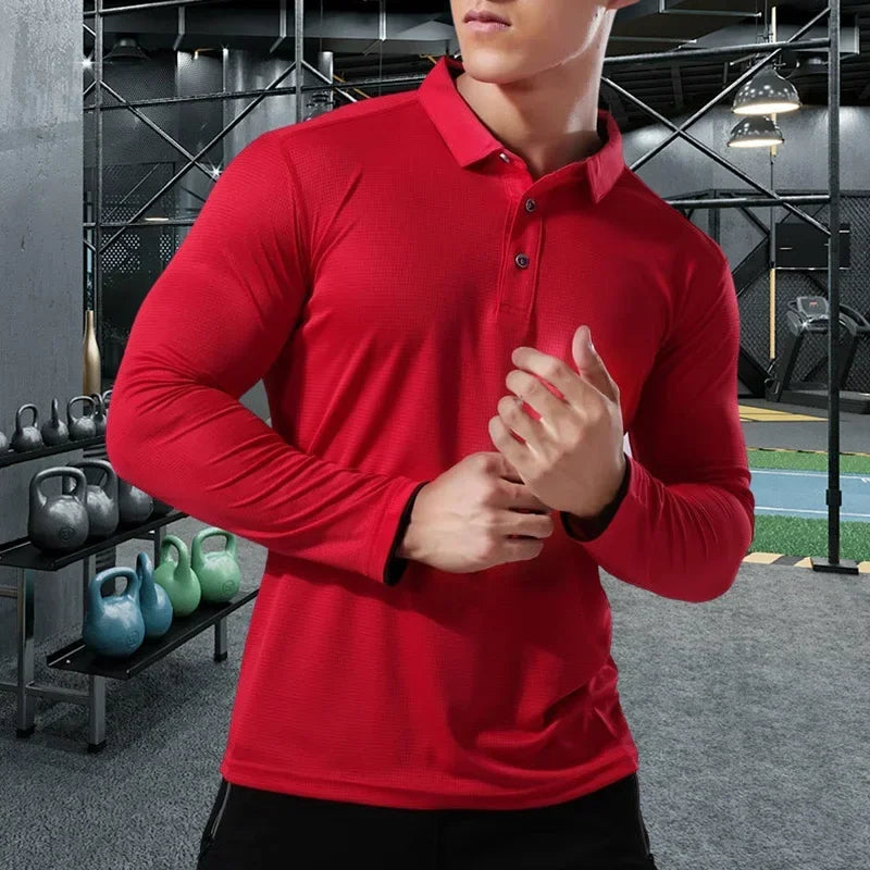 Men Running Sport Shirts Long Sleeve Plus Size