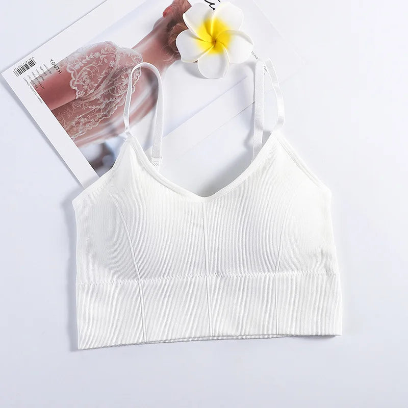 Women's Backless Sports Bra Seamless Adjustable Shoulder Strap Inner Padded