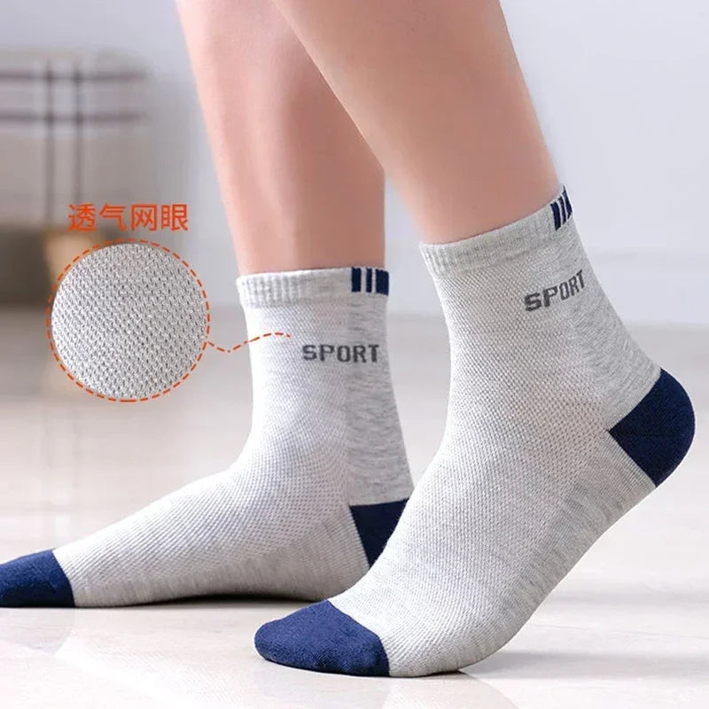 5pairs Men Cotton Mid-tube Socks