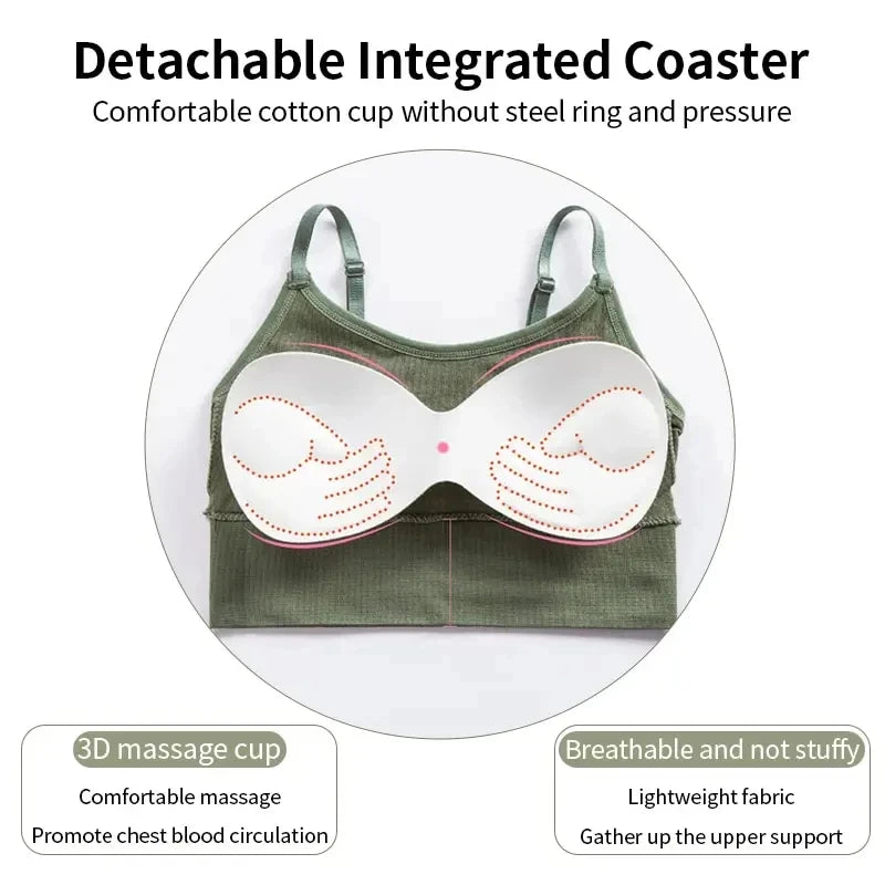 Women's Backless Sports Bra Seamless Adjustable Shoulder Strap Inner Padded