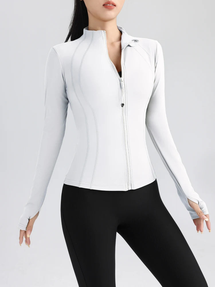 Gym Jacket Stretch Fit Long Sleeve with Thumb Holes